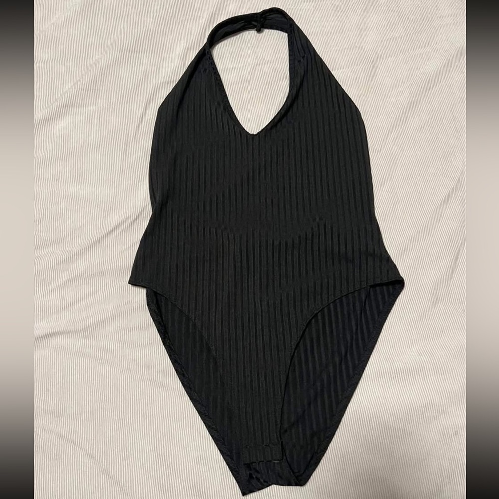NWT Nasty Gal Black Ribbed Bodysuit